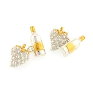  Sterling silver and vermeil bottle and grapes cufflinks 