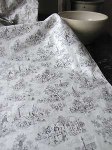 Antique French toile de Jouy UNUSED small scale printed clothing 
