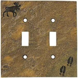  Moose & Tracks Stonecast Double Switch Plate Cover