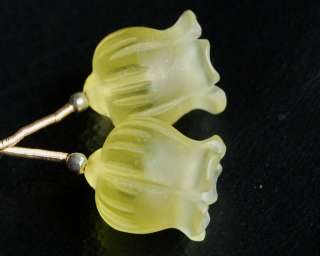 Lemon Quartz Carved Flower Briolette Matched Pair Beads  