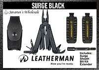Leatherman Black Oxide Military Surge + Bit Kit + Black Extender 