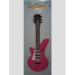  Wrights Appliques Iron On Pink Guitar 