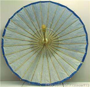 NEW Blue Japanese Paper Bamboo Parasol Umbrella KASA D  
