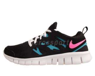 Nike Free Run 2.0 BG GS Black Laser Pink Blue Kids Girls Running Shoes 