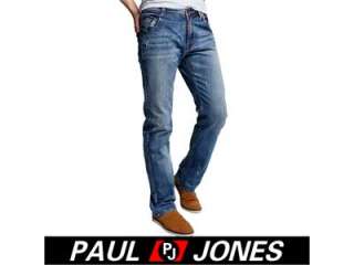 PJ Mens slim Comfort Cotton Straight Jeans Casual trousers pants Blue 