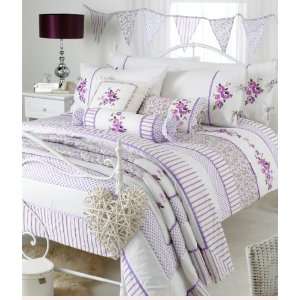  JUBILEE WHITE LILAC PINK GREEN FLORAL EMBROIDERED TWIN 