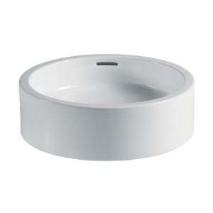 Linea 17.7 x 17.7 Acquaio Vessel Sink in White Faucet Hole Option 