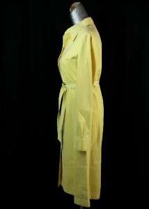 vintage 70s womens yellow HALSTON ultra suede shirt dress belted RETRO 