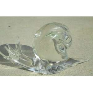  Licio Zanetti Lead Crystal Snail Sculpture Signed 