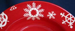 Home White Snowflakes Red Soup Cereal Bowl Christmas  