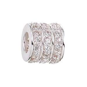 Genuine Zable (TM) Product. 925 Sterling Silver 3 Row White CZ Wheel 