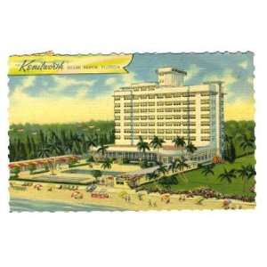  Kenilworth Hotel Linen Postcard Miami Beach FL 1952 