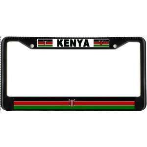 Kenya Kenyan Flag Black License Plate Frame Metal Holder 
