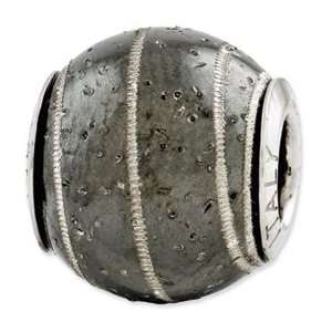    Sterling Silver Reflections Black Laser Etched Swirl Bead Jewelry