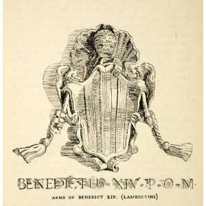  1907 Print Arms Benedict XIV Lambertini Pope Shield 