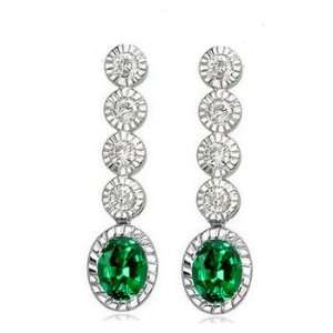  1.28ct Emerald & Vs Diamond Stud Earrings 14k Gold 
