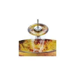  Kraus Amber Glass Vessel Sink 12mm and Waterfall Faucet 