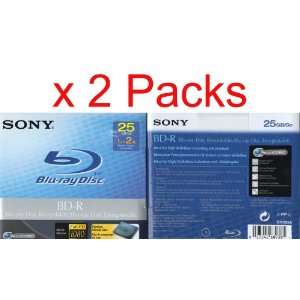  (2 Packs) SONY BD R Blue Ray DVD Recordable Blank Empty 