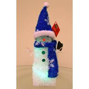  Blue Hat Lighted LED Christmas Snowman Decoration