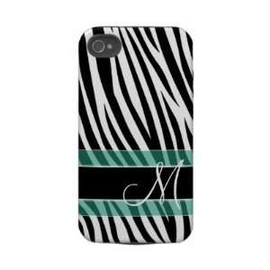  Zebra Stripe Pattern with Monogram Iphone 4 Tough Case 