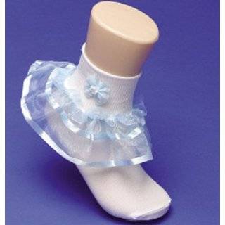 Girls Fancy Socks   Organza and Satin Double Ribbon Fancy Socks 