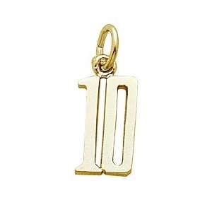  Rembrandt Charms Number 10 Charm, 10K Yellow Gold Jewelry