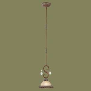 Livex 8167 17 Iron and Crystal 1 Light Mini Pendant in Crackled Bronze