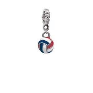 Mini Red, White & Blue Volleyball or Water Polo Ball Silver Plated 