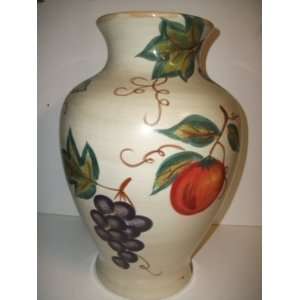  17 Tabletops Unlimited Ceramic Vase with Grape Design 