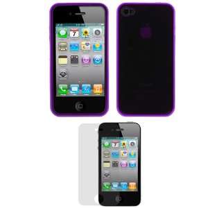 com GTMax Transparent Purple Durable Soft Gel Skin Cover Case + Clear 