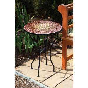  Red and Yellow Mosaic Side Table Patio, Lawn & Garden
