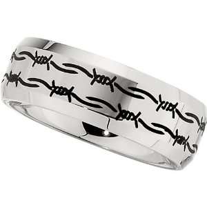 Dura CobaltTM Band with Black Laser Barbed Wire Engraving (12.0)