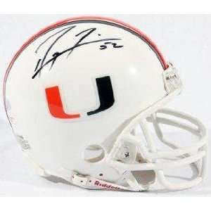  Ray Lewis signed Miami Hurricanes Replica Mini Helmet  JSA 