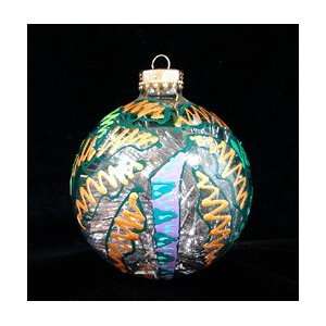  Party Palms Design   Hand Painted   Heavy Glass Ornament 