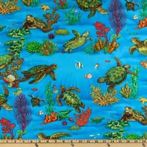 Timeless Treasures Sea Turtle Blue Fabric By The Yard