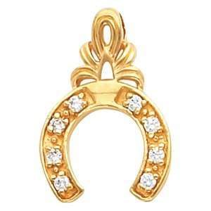  8391 14K White .03 Ct Horseshoe Pendant Jewelry