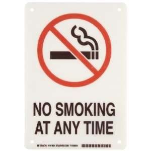 120 Fiberglass, Red and Black on White Sign, Legend No Smoking At Any 