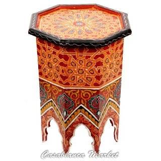  Biege Painted Tall Wood Table By Treasures of Morocco Free 