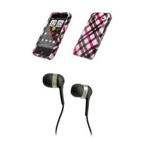  HTC Droid Incredible Premium Hot Pink Plaid Design Snap on 
