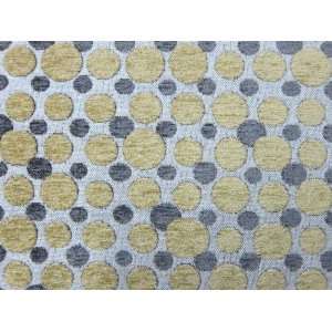 55 Wide Yellow Burnout Velvet Polka Dot Pattern on Chenille Fabric by 