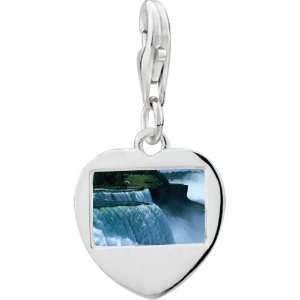   Plated Travel Niagara Falls Photo Heart Frame Charm Pugster Jewelry