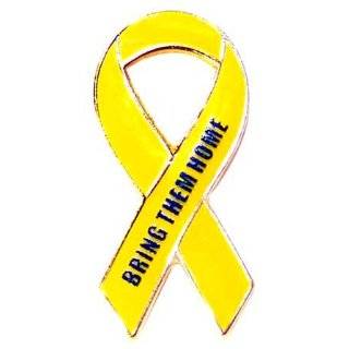 Support Our Troops Bring Them Home Yellow Ribbon Lapel Pin