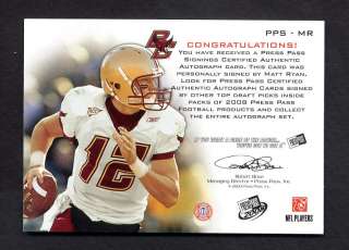 2008 Press Pass Matt Ryan Rc Rookie Auto 33/99 ~ On Card Certified 