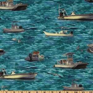  44 Wide Reel Em In Fishing Blue Fabric By The Yard Arts 