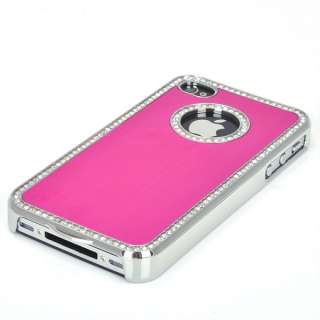 Rose Pink Elegant Diamond Aluminium Hard Skin Case Cover For iPhone 4 