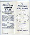   Sailing Schedule 1960 Orient South Pacific Europe Around World  