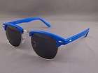 Blue Silver half frame dark lens clubmaster retro 80s style sunglasses