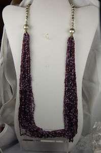 Purple Multi Strand Sea Beaded Necklace from India.  
