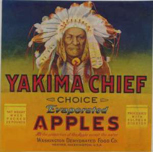 Yakima Chief Vintage Apple Crate Label Yakima, WA  