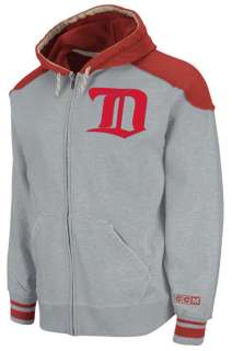 Detroit Red Wings Grey Team Classic Full Zip Fleece Hooded Sweatshirt 